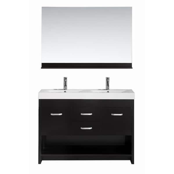 Design Element Citrus 48 in. W x 18 in. D Double Vanity in Espresso with Acrylic Vanity Top and Mirror in White