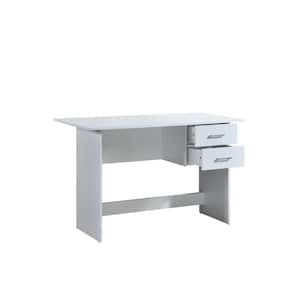 47.24 in. Width Rectangular White Wooden with 2-Drawers Writing Desk
