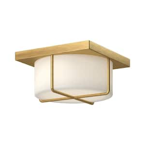 Regalo 10 in. 1 Light 13-Watt Brushed Gold/Opal Glass Integrated LED Flush Mount