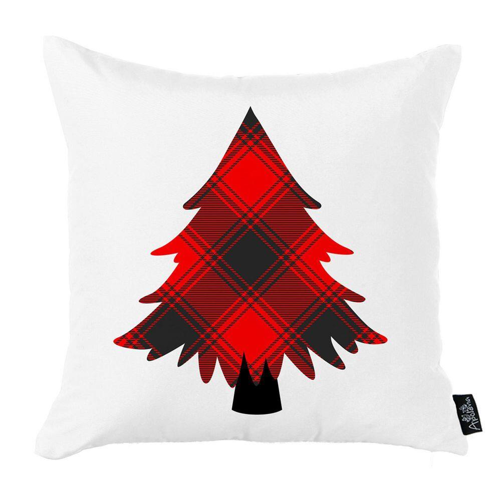 Christmas Red and White Plaid Decorative Throw Pillow Set
