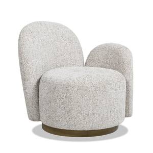 Duo 31.5 in. RAF 1-Arm Swivel Accent Chair in Multi-Greige Beige Chenille