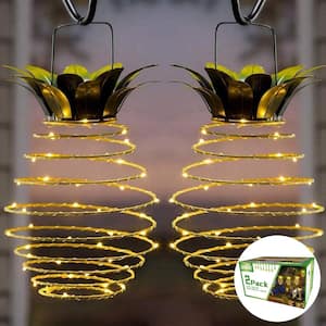 60 LED Yellow Light Color Christmas Pineapple Hanging Lights (2-Pack)