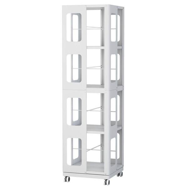 CSC DECOR INC 54.7 in. Tall White Steel 4-Tier Rotating Bookcase