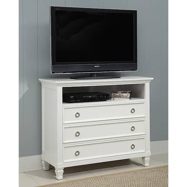NEW CLASSIC HOME FURNISHINGS New Classic Furniture Tamarack White 3-drawer 42 in. Media Chest