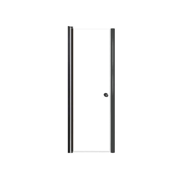 Transolid Lyna 24 in. W x 70 in. H Pivot Frameless Shower Door in Matte Black with Clear Glass