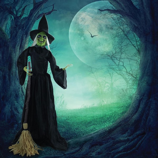 Haunted Hill Farm 5.9 ft. Animatronic Talking, Poseable Witch with
