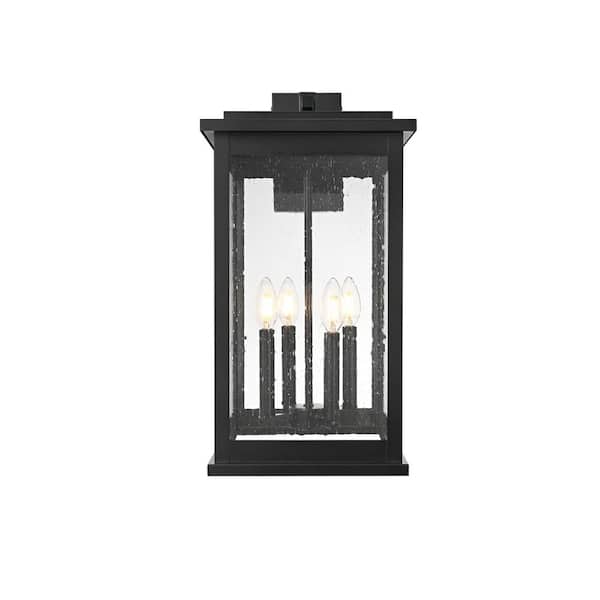 22 in. Black Outdoor Hardwired Wall Sconce with No Bulbs Included