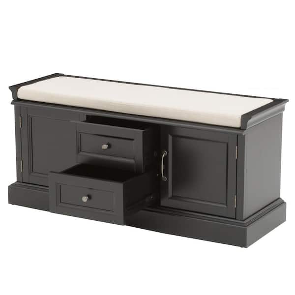 Royce Solid Black Storage Bench (21 in. H x 46.75 in. W x 15.75 in. D)