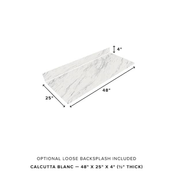 THINSCAPE 8 ft. L x 25 in. D Engineered Composite Countertop in Volakas  Marble with Satin Finish TSTB-TS504-LR-25X96 - The Home Depot