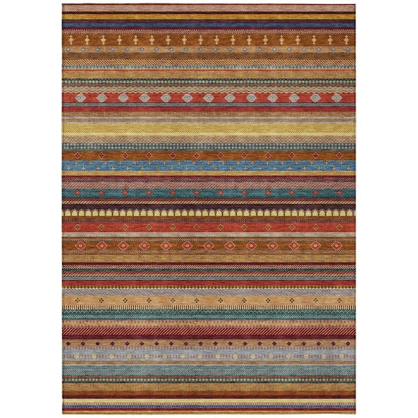 Chantille Machine Washable Indoor/Outdoor Abstract ACN2218 Paprika 10 ft. x 14 ft. Area Rug