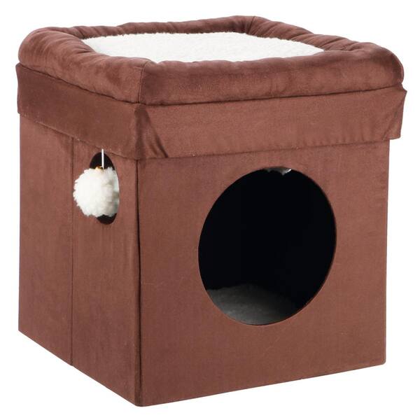 TRIXIE Brown and Beige Miguel Fold-and-Store Collapsible Cat Condo