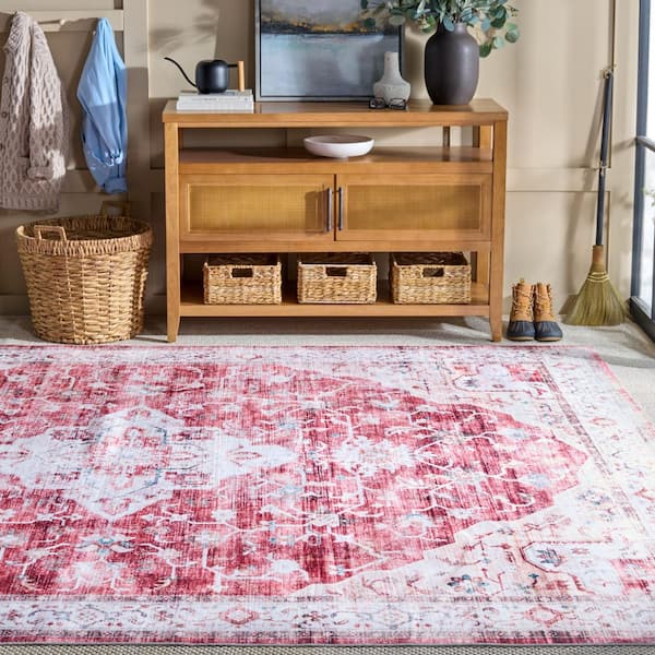 Martha Stewart Washable Rust/Gold 2 ft. x 2 ft. Machine Washable Abstract Medallion Area Rug