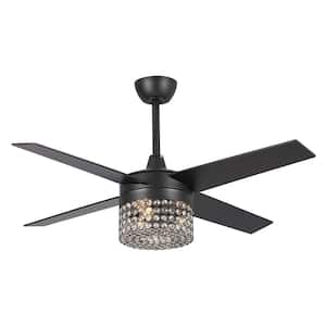 48 in Indoor Matte Black Ceiling Fan with Remote Control