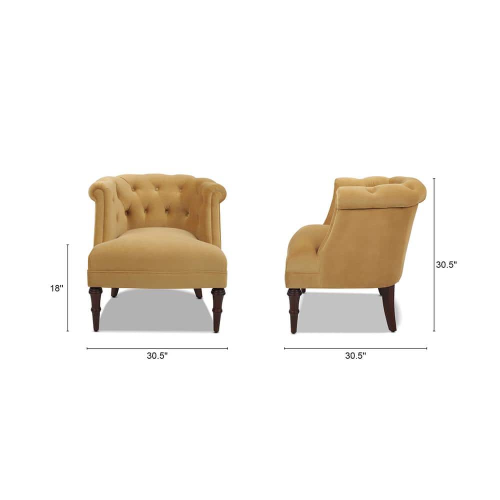 Gold Velvet Barrel Accent Chair with Wood Frame