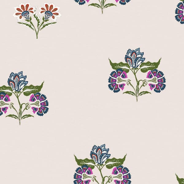JOULES Joules Indienne Block Print Dawn Grey Matte Non Woven Removable Paste The Wall Wallpaper Sample