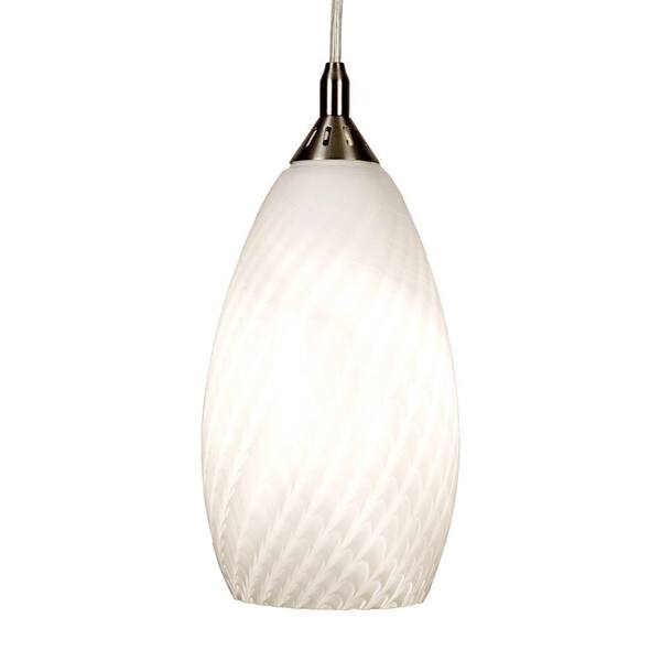 Home Decorators Collection 1-Light White Ceiling Pendant with Art Glass Shade