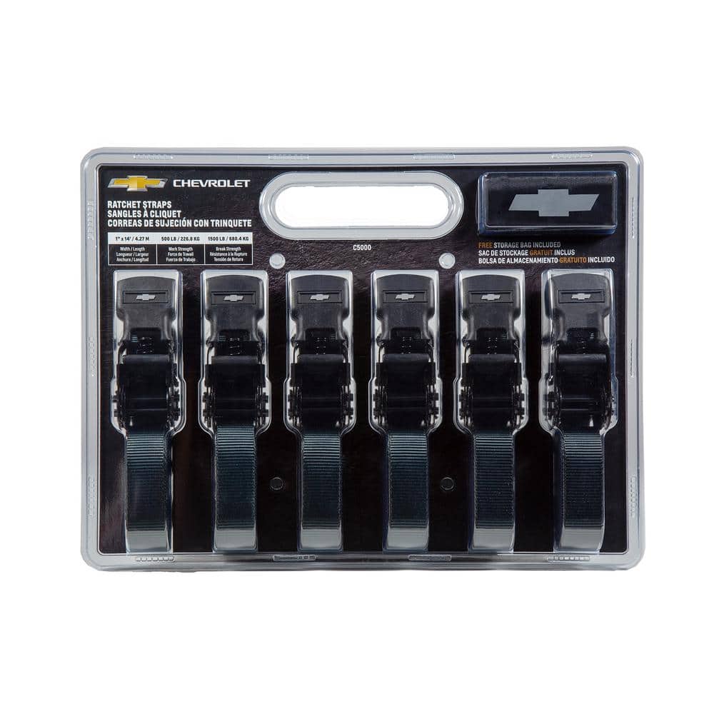 14 ft. x 1 in. Ratchet Tie Down Strap Kit/1500 lbs. Break Strength (6-Pack)