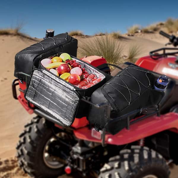 ATV Rear Storage Bag, 74L ATV Rear Cargo Bag with Cooler Insulated Bag, 600D Oxford Cloth Storage Rear Rack Seat Bag