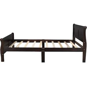62 in.W Queen Size Wood Platform Bed Frame with Headboard and Wooden Slat Support, No Box Spring Needed, Espresso