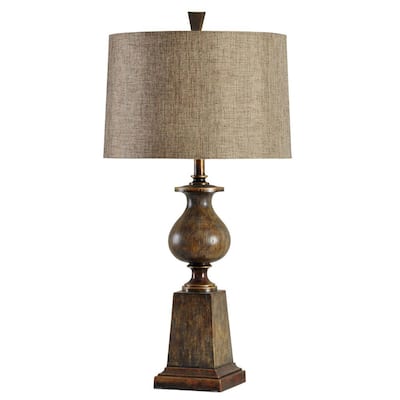 Declan 34 in. Brown with Gold Highlights Bedside Lamp