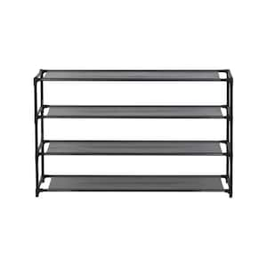 23 in. H x 29 in. W Space Saving 12-Pair Black Stainless Steel Shoe Rack