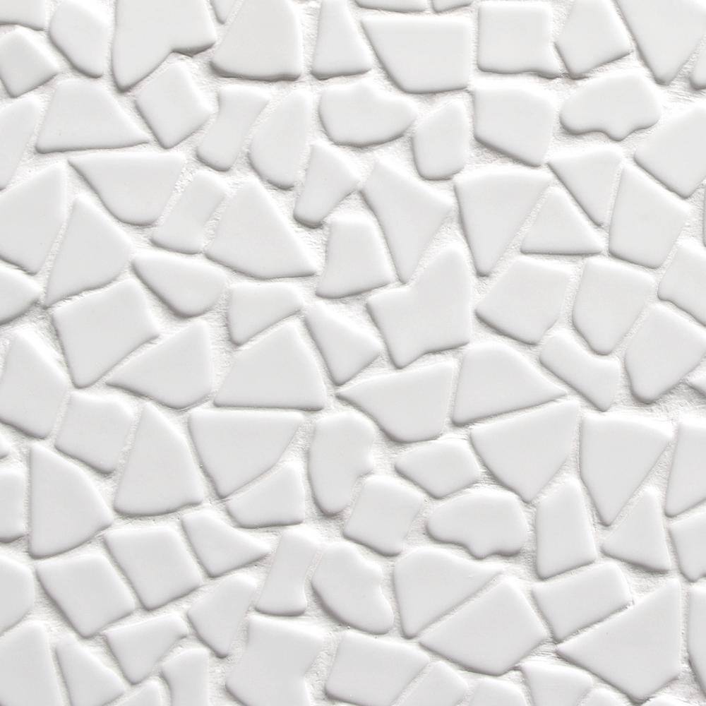 12" x 12" White Recycled Glass Pebble Mosaic Tile