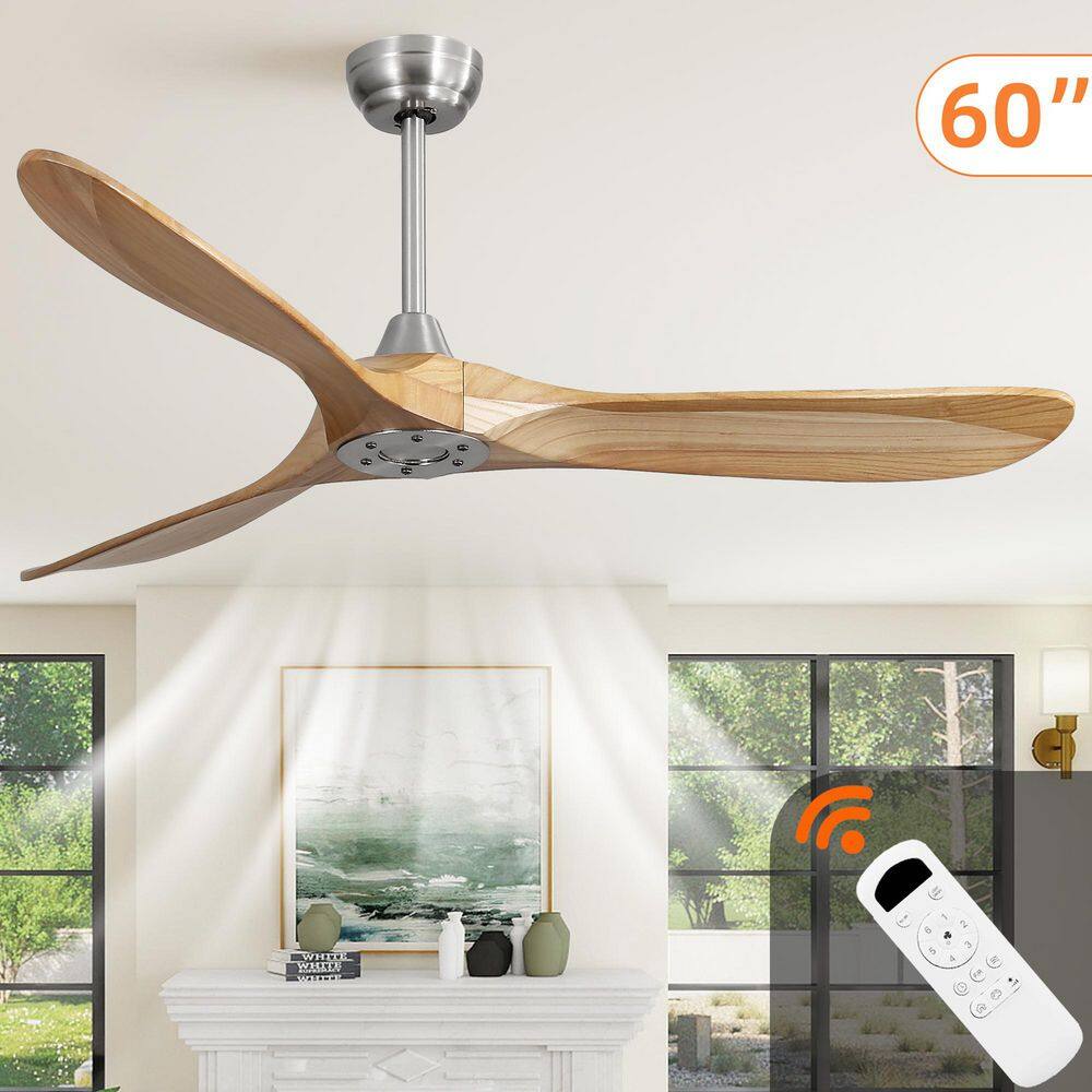 Gloweer 60-Inch Ceiling Fan without Light, Solid Wood Blades, 6-Speed ...