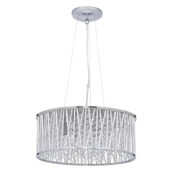 Home Decorators Collection Saynsberry 6 Light Polished Chrome And Crystal Drum Shape Pendant 9411 Ndm The Depot - Home Decorators Collection 6 Light Polished Chrome Crystal Pendant