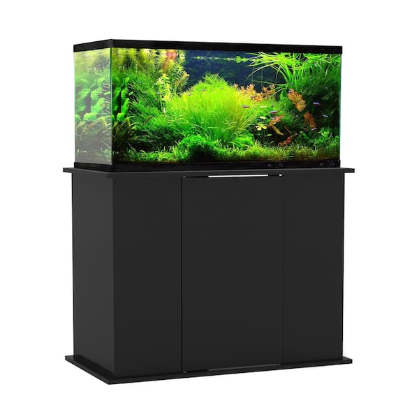 Aquatic Fundamentals Aquarium Fundamentals Black 28.25 in. Accent Cabinet with 2 Shelves with Swing Out Door for 50 65 gal. Aquariums 19501 01 The Home Depot