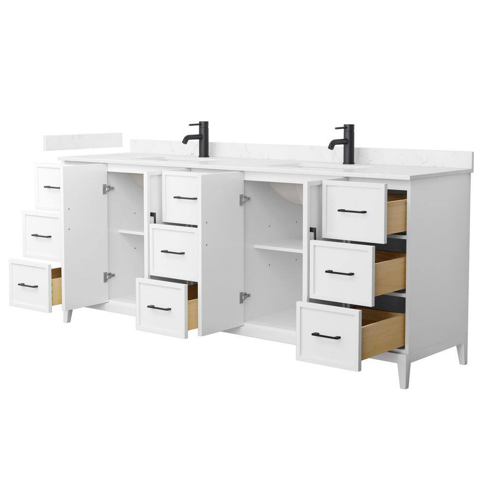 Elan 84'' White Double Bathroom Vanity with Cultured Marble Top