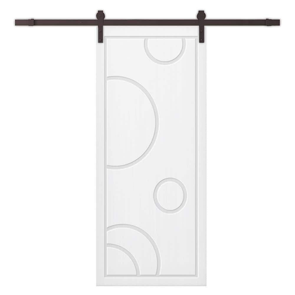 24 in. x 80 in. White Painted Composite MDF Paneled Interior Sliding Barn Door with Hardware Kit price history on PriceWatchPro