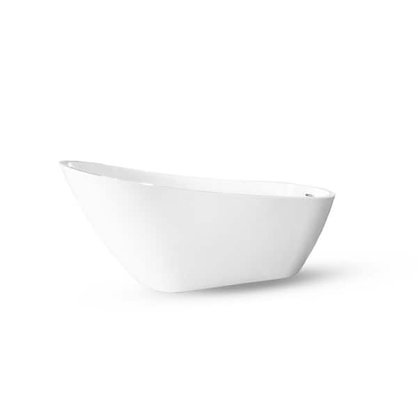 67 in. x 31 in. Soaking Bathtub with Pop-up Chrome Drain in Gloss White