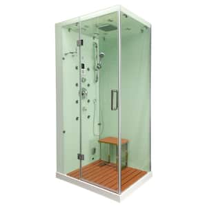 Jupiter Plus 43 in. x 31 in. x 86 in. Steam Shower Enclosure Kit in White with Left Hand Side Unit