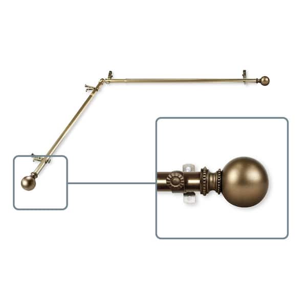 Unbranded 28 in. to 48 in. Adjustable 13/16 in. Corner Window Curtain Rod in Antique Brass with Stevie Finials