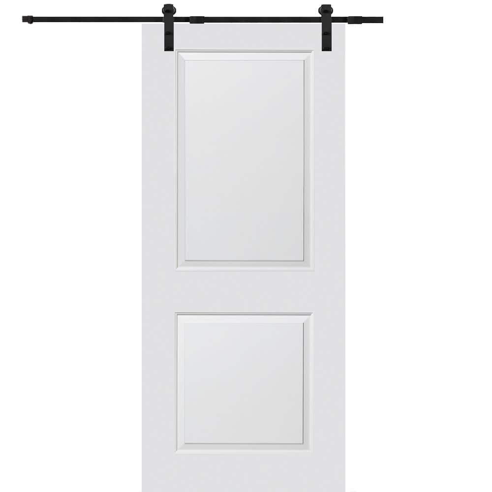 30 in. x 84 in. Smooth Carrara Primed Molded MDF Sliding Barn Door with Black Hardware Kit price history on PriceWatchPro