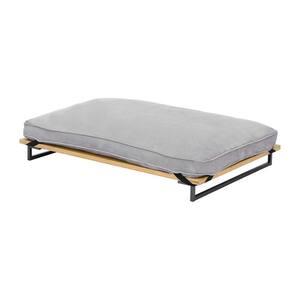Hassan Large Elevated Dog Bed with Platform and Metal Frame Plus Washable Cushion for Big Dogs Up to 77 lbs. Gray