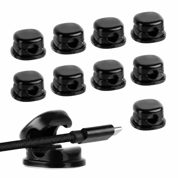 0.9 in Black Spring Cable Holder Clips, 9-Pack Desk Cord Organizer for Home and Office