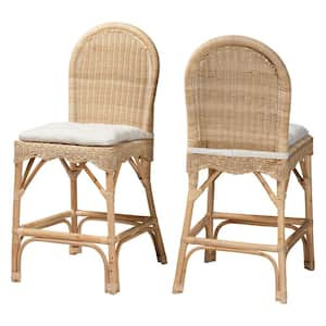 Bilu 23.6 in. Natural Rattan Counter Stool (Set of 2)