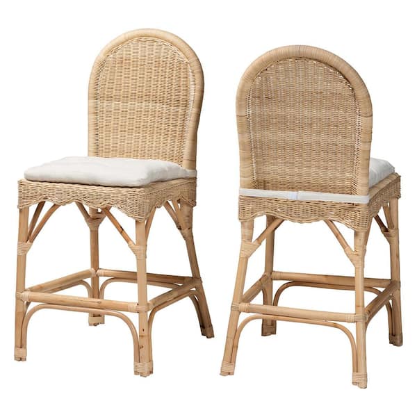 Bilu 23.6 in. Natural Rattan Counter Stool (Set of 2)