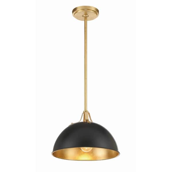 Crystorama Soto 1-Light Matte Black Plus Antique Gold Island Pendant