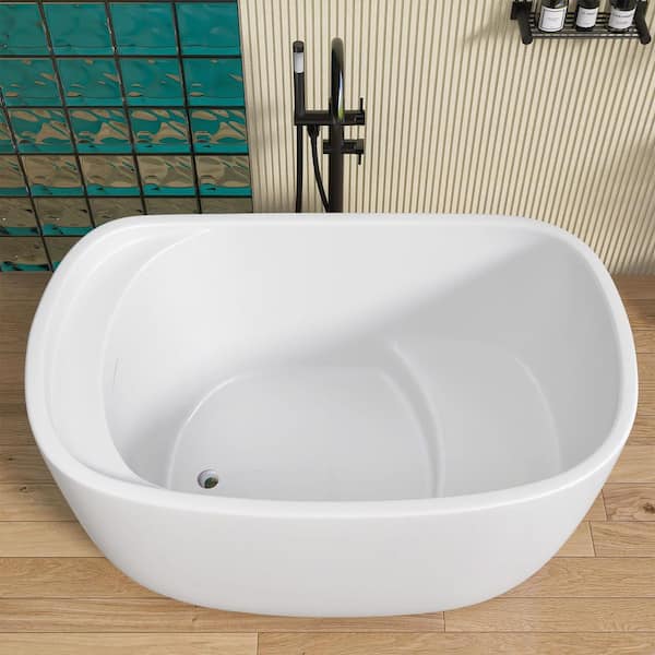 47 in. W x 31.5 in. L Soaking Bathtub Acrylic Tubs Stand Alone Oval Free Standing Tub Freestanding in Matte White