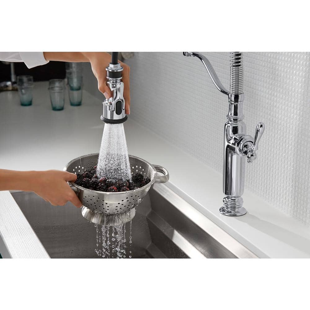 Polished Chrome Semi-Professional Kitchen Faucet with Pull-Out Spray