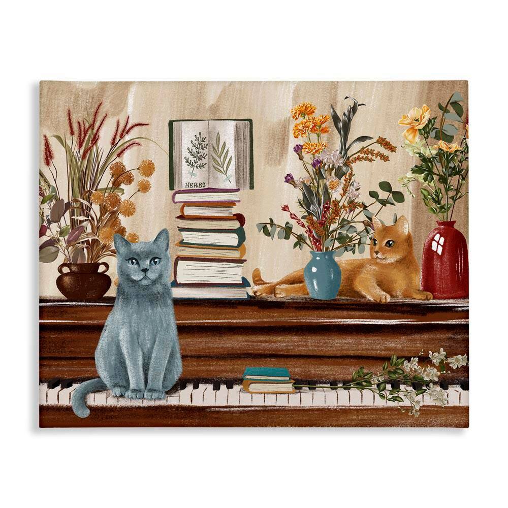 Cats and Books on Piano by Raquel Maciel Unframed Graphic Art Print Animal 30 in. x 24 in. price history on PriceWatchPro