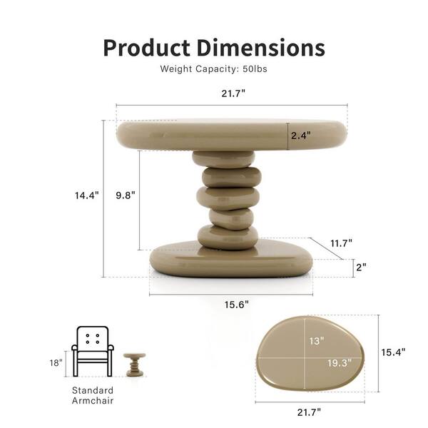 Furniture of America Brune 21.7 in. Light Brown Modern Oval High