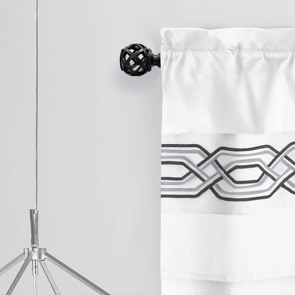Buono II Black Adjustable Decorative Curtain Rod with Finial 28-48"