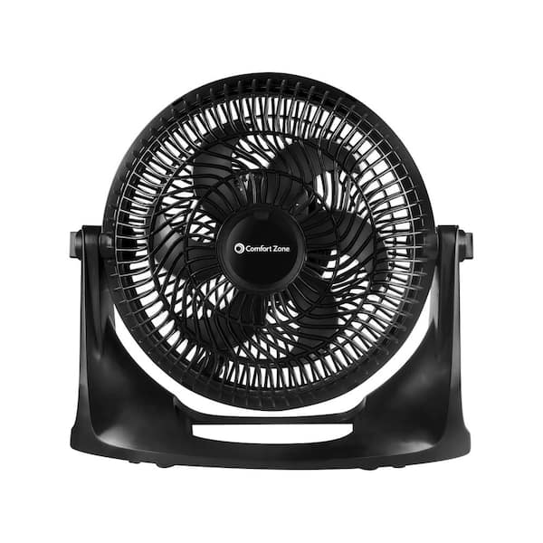 Comfort Zone Powr Curve 9 In 3 Speed Floor Fan With Adjustable Tilt Czhv101bk The Home Depot