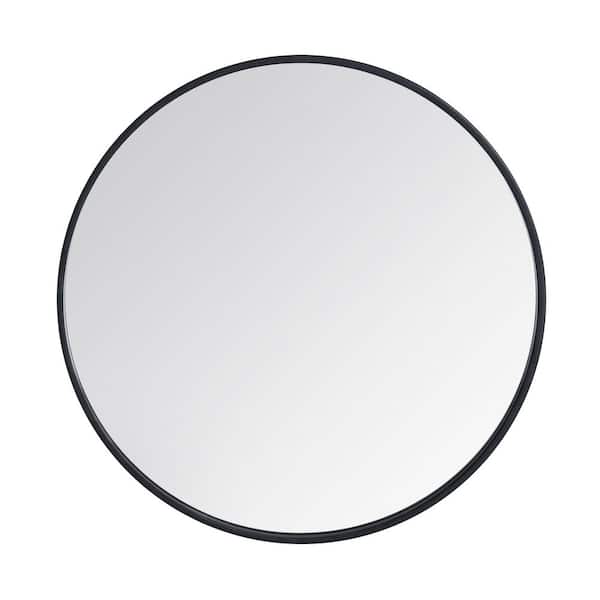 Grendon 24 in. W x 24 in. H Round Framed Black Mirror