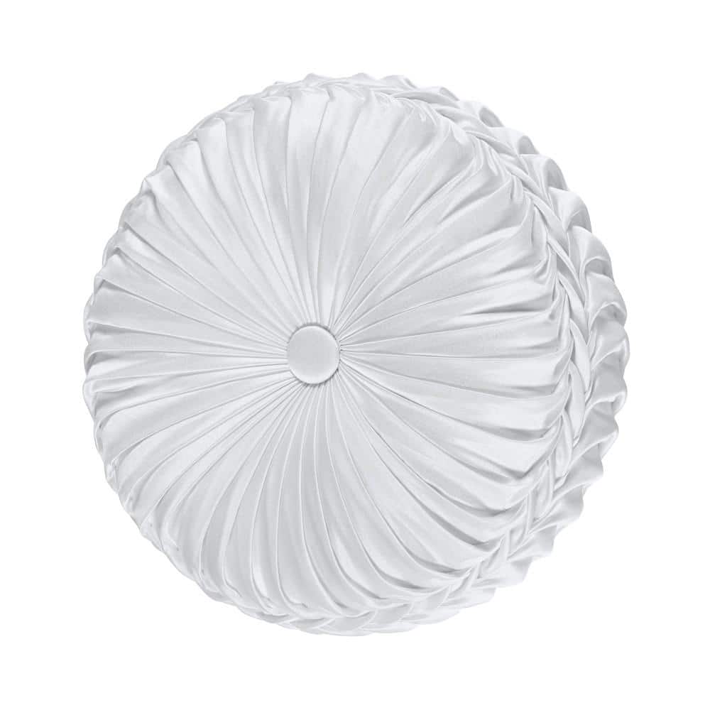 Antonia White Polyester Tufted Round Decorative 15 in. x 15 in. Throw Pillo