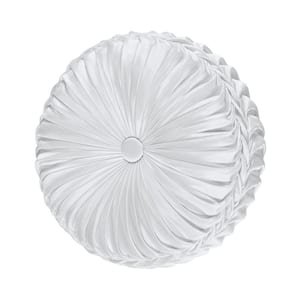 Antonia White Polyester Tufted Round Decorative Throw Pillow 15 in. x 15 in.