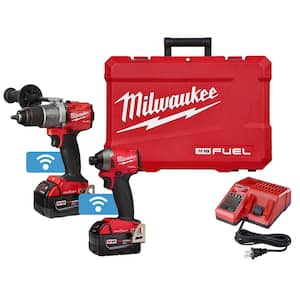 M18 FUEL ONE-KEY 18V Lithium-Ion Brushless Cordless Hammer Drill/Impact Driver Combo Kit Two 5.0 Ah Batteries Case